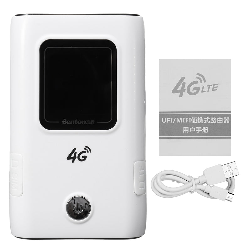 4G Wireless Mobile Router Portable Wifi Repeater Modem LCD Display 150Mbps SMS Notification 5200mAh Power Bank Charging Electronic Device Support 10 Devices