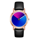 SANDA P1031 Fashion 3D Colorful Gradient Dial Steel Leather Strap Men Quartz Watch