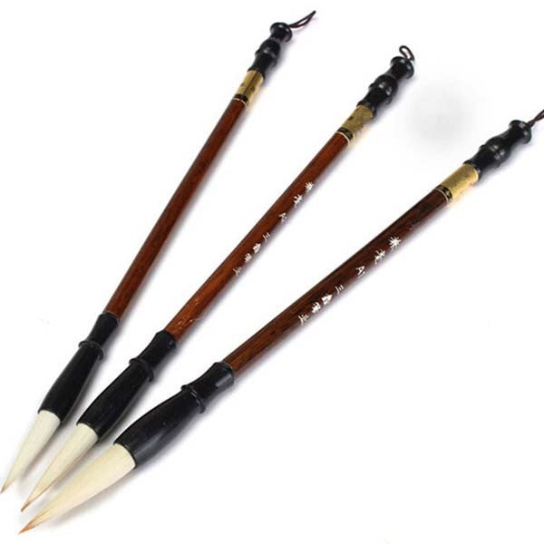 3PCS Chinese Calligraphy Painting Brushes Set Pen Woolen Weasel Hair