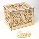 DIY Wedding Gifts Cards Box Wooden Money Storage with Lock Decor Supplies