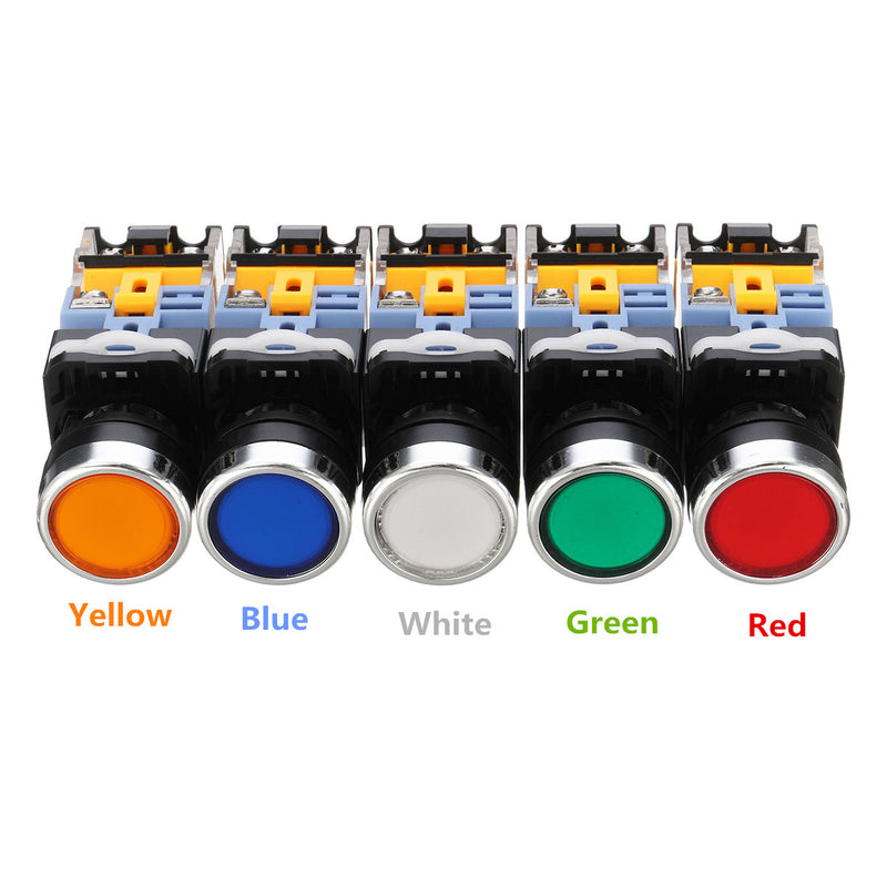 Excellway 22mm NO+NC Momentary Panel Mount DPST Control Push Button Switch AC220V