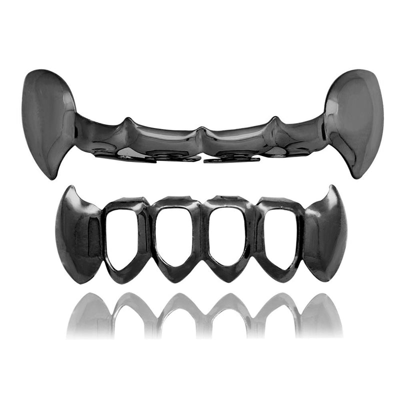 4 Colors Halloween Vampire Canine Denture Kit Hollow Metal Geometric Denture Grillz Teeth Jewelry Set