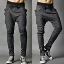 Men Fashionable Trousers Sweatpants Harem Pants Slacks Casual Jogger Dance Sportswear Clothing Dark Grey Size L