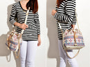 Fashionable Canvas Drawstring No Zipper Floral Pattern Shoulder Bag Handbag Clutch