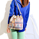 Fashionable Canvas Drawstring No Zipper Floral Pattern Shoulder Bag Handbag Clutch