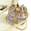 Fashionable Canvas Drawstring No Zipper Floral Pattern Shoulder Bag Handbag Clutch