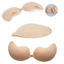 Pair Of Women Girls Ladies Seamless Backless V Shaped Silicone Self Adhesive Bra Beige B