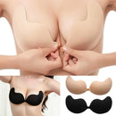 Pair Of Women Girls Ladies Seamless Backless V Shaped Silicone Self Adhesive Bra Beige D