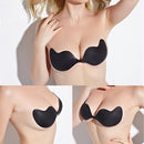 Pair Of Women Girls Ladies Seamless Backless V Shaped Silicone Self Adhesive Bra Black D