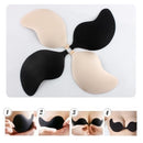 Pair Of Women Girls Ladies Seamless Backless V Shaped Silicone Self Adhesive Bra Black D