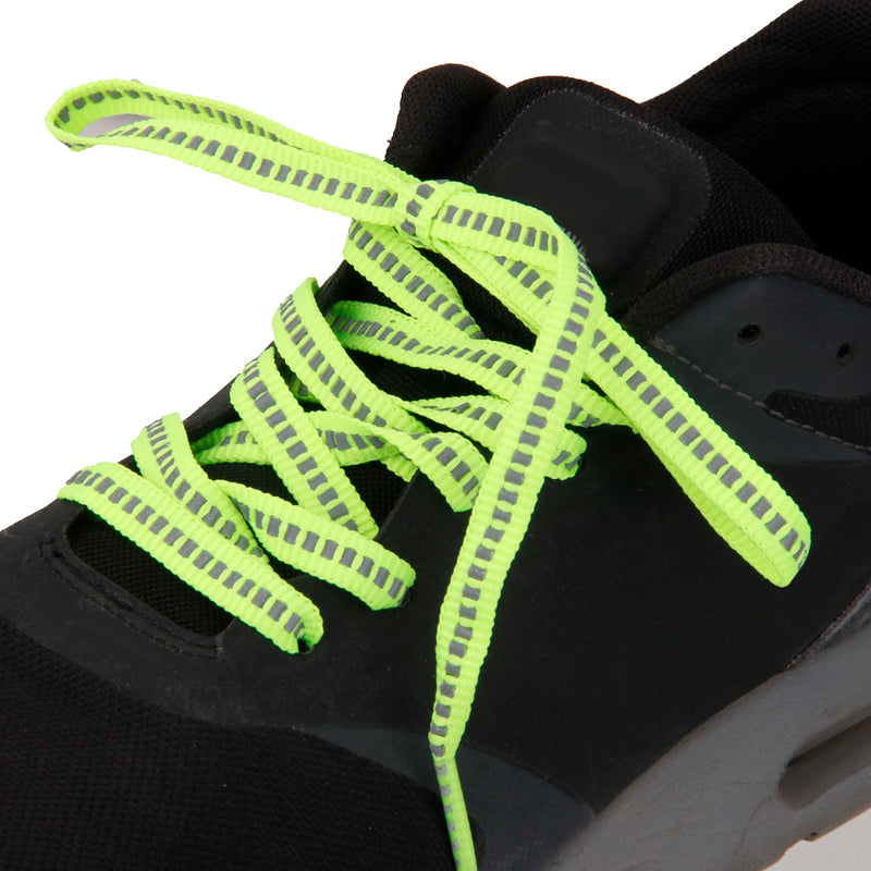 1.2m Flat Fluorescent Reflective Lace Sport Trainer Shoe Bootlace Green+Grey