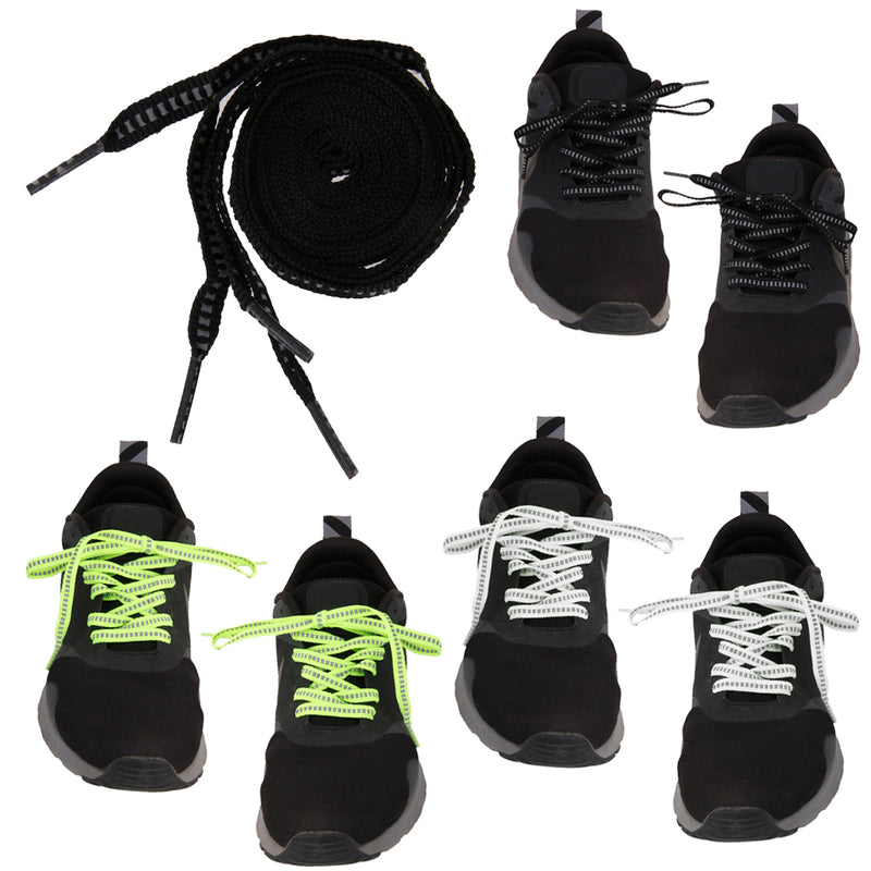 1.2m Flat Fluorescent Reflective Lace Sport Trainer Shoe Bootlace Green+Grey