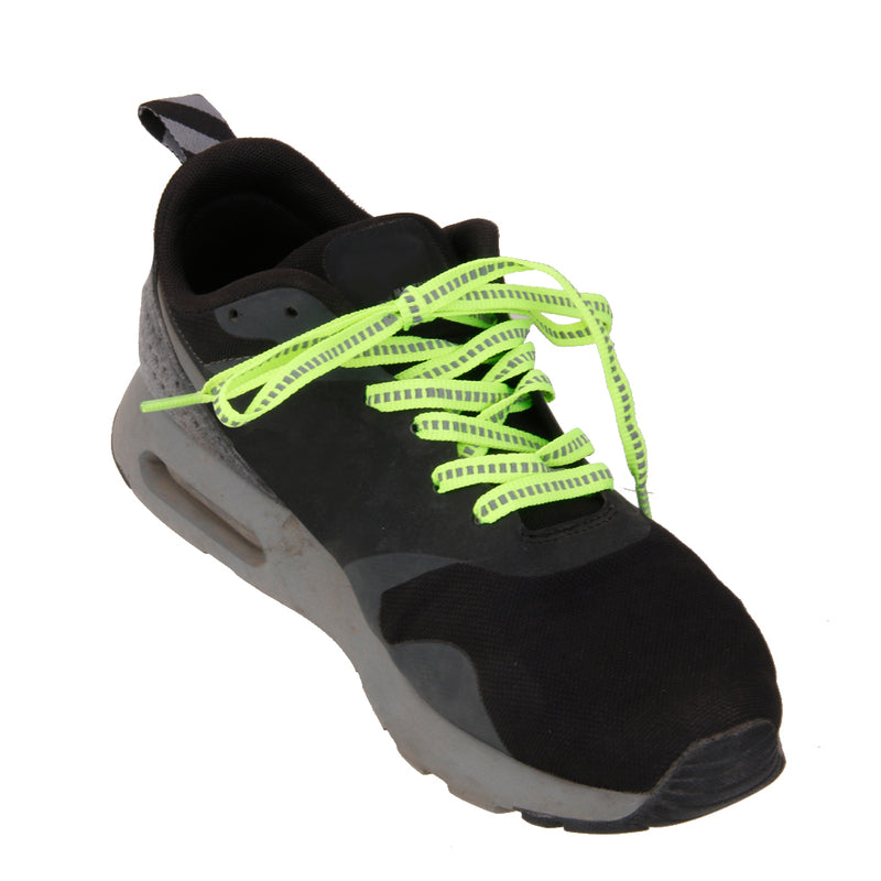 1.2m Flat Fluorescent Reflective Lace Sport Trainer Shoe Bootlace Green+Grey