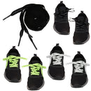 Pair 47" Flat Rope Reflective Shoelace Sport Running Shoe Trainers Lace Shoestring Black+Grey