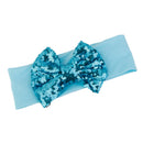 Baby Girl Elastic Soft Comfortable Sequined Bowknot Headband Headwear Hair Accessory Blue 18.5cmx6.5cm