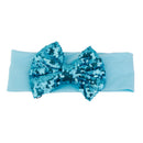 Baby Girl Elastic Soft Comfortable Sequined Bowknot Headband Headwear Hair Accessory Blue 18.5cmx6.5cm