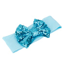 Baby Girl Elastic Soft Comfortable Sequined Bowknot Headband Headwear Hair Accessory Blue 18.5cmx6.5cm