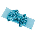 Baby Girl Elastic Soft Comfortable Sequined Bowknot Headband Headwear Hair Accessory Blue 18.5cmx6.5cm