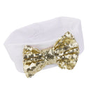 Baby Girl Elastic Soft Comfortable Sequined Bowknot Headband Headwear Hair Accessory White 18.5cmx6.5cm