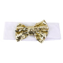 Baby Girl Elastic Soft Comfortable Sequined Bowknot Headband Headwear Hair Accessory White 18.5cmx6.5cm