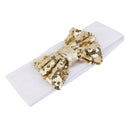 Baby Girl Elastic Soft Comfortable Sequined Bowknot Headband Headwear Hair Accessory White 18.5cmx6.5cm
