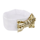 Baby Girl Elastic Soft Comfortable Sequined Bowknot Headband Headwear Hair Accessory White 18.5cmx6.5cm