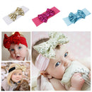 Baby Girl Elastic Soft Comfortable Sequined Bowknot Headband Headwear Hair Accessory White 18.5cmx6.5cm