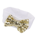 Baby Girl Elastic Soft Comfortable Sequined Bowknot Headband Headwear Hair Accessory White 18.5cmx6.5cm