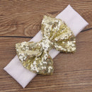 Baby Girl Elastic Soft Comfortable Sequined Bowknot Headband Headwear Hair Accessory White 18.5cmx6.5cm