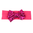 Baby Girl Elastic Soft Comfortable Sequined Bowknot Headband Headwear Hair Accessory Fushcia 18.5cmx6.5cm