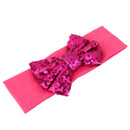 Baby Girl Elastic Soft Comfortable Sequined Bowknot Headband Headwear Hair Accessory Fushcia 18.5cmx6.5cm