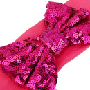 Baby Girl Elastic Soft Comfortable Sequined Bowknot Headband Headwear Hair Accessory Fushcia 18.5cmx6.5cm