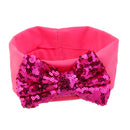 Baby Girl Elastic Soft Comfortable Sequined Bowknot Headband Headwear Hair Accessory Fushcia 18.5cmx6.5cm
