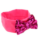 Baby Girl Elastic Soft Comfortable Sequined Bowknot Headband Headwear Hair Accessory Fushcia 18.5cmx6.5cm