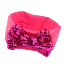 Baby Girl Elastic Soft Comfortable Sequined Bowknot Headband Headwear Hair Accessory Fushcia 18.5cmx6.5cm