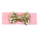 Baby Girl Elastic Soft Comfortable Sequined Bowknot Headband Headwear Hair Accessory Pink 18.5cmx6.5cm