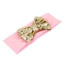 Baby Girl Elastic Soft Comfortable Sequined Bowknot Headband Headwear Hair Accessory Pink 18.5cmx6.5cm