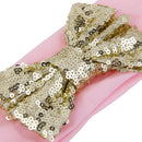 Baby Girl Elastic Soft Comfortable Sequined Bowknot Headband Headwear Hair Accessory Pink 18.5cmx6.5cm