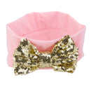 Baby Girl Elastic Soft Comfortable Sequined Bowknot Headband Headwear Hair Accessory Pink 18.5cmx6.5cm