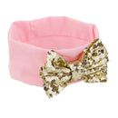 Baby Girl Elastic Soft Comfortable Sequined Bowknot Headband Headwear Hair Accessory Pink 18.5cmx6.5cm