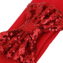 Baby Girl Elastic Soft Comfortable Sequined Bowknot Headband Headwear Hair Accessory Red 18.5cmx6.5cm