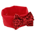 Baby Girl Elastic Soft Comfortable Sequined Bowknot Headband Headwear Hair Accessory Red 18.5cmx6.5cm