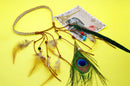 Womens Feather Tassels Belt Headband Bohemian Style with Wooden Beads Decor