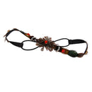 Women Feather Tassel Belt Headband Bohemian Style with Red Rhinestone Decor