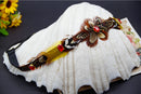 Women Feather Tassel Belt Headband Bohemian Style with Red Rhinestone Decor