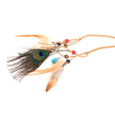 Womens Feather Tassels Belt Braided Headband Bohemian Style Beige