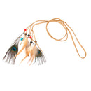 Womens Feather Tassels Belt Braided Headband Bohemian Style Beige