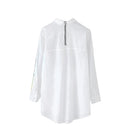 Women Fashionable Stylish Smooth Long Sleeves Floral Print Collar Shirt M