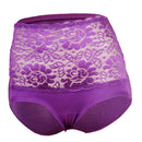 Women Girls Fashionable Lace Pattern Charms Underpants High Waist Underwear Under Clothing Accessory Purple