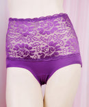Women Girls Fashionable Lace Pattern Charms Underpants High Waist Underwear Under Clothing Accessory Purple